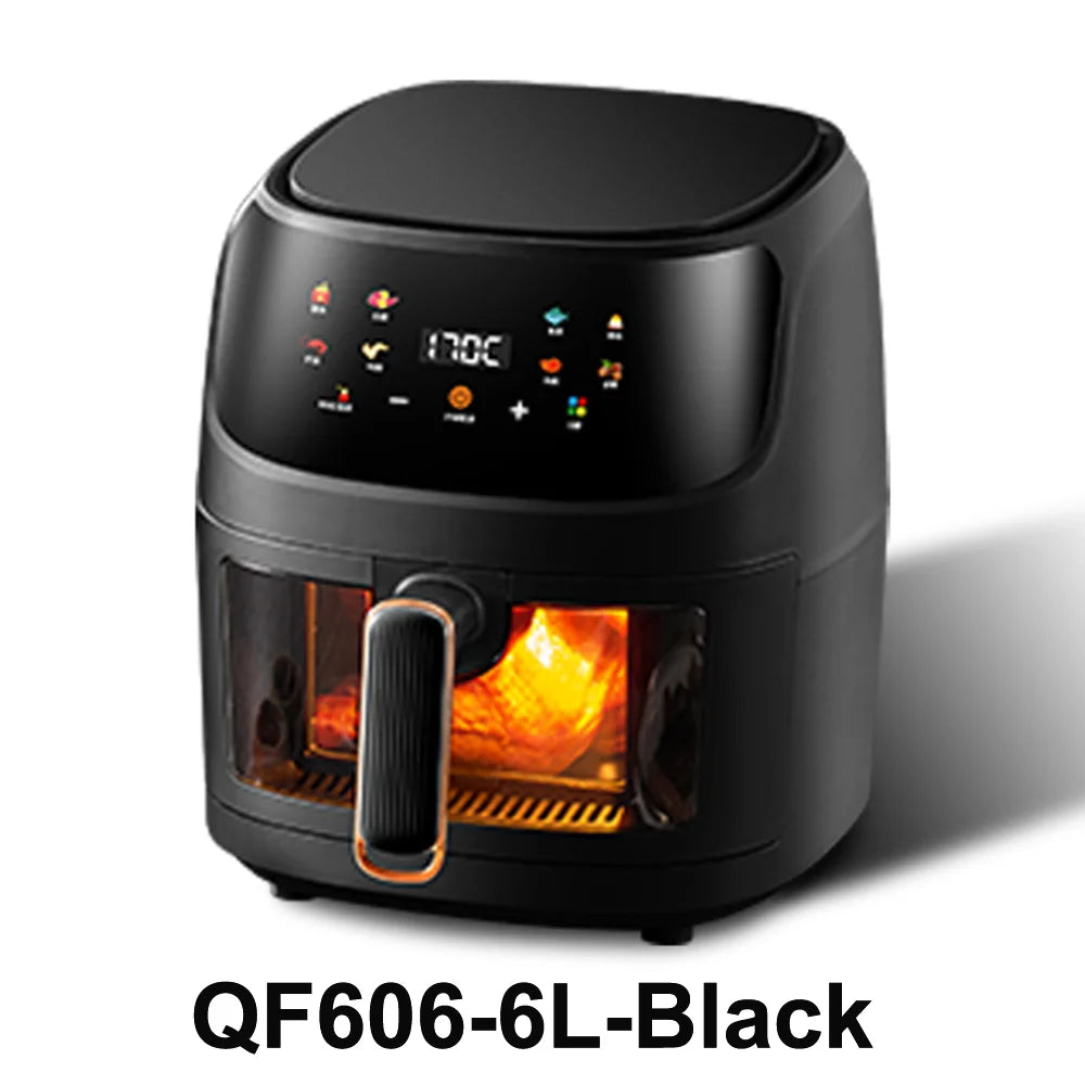 MicroData Air Fryer QF606 6L, Visible Oil Free Air Fryer, 6L Capacity 1350W Multi-function Hot Sale air fryers,Color Touchscreen