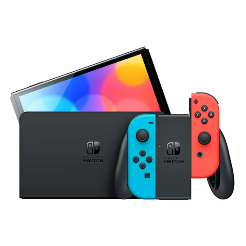 Nintendo Switch OLED Game Console with white or neon (64GB) 7 inch OLED screen enhanced Audio LAN port with cable