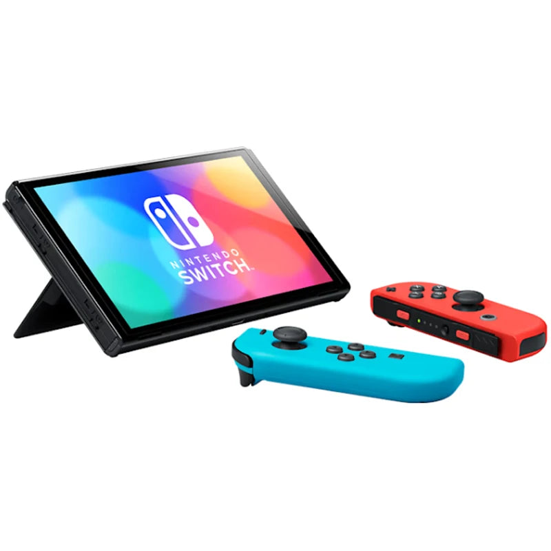 Nintendo Switch OLED Game Console with white or neon (64GB) 7 inch OLED screen enhanced Audio LAN port with cable