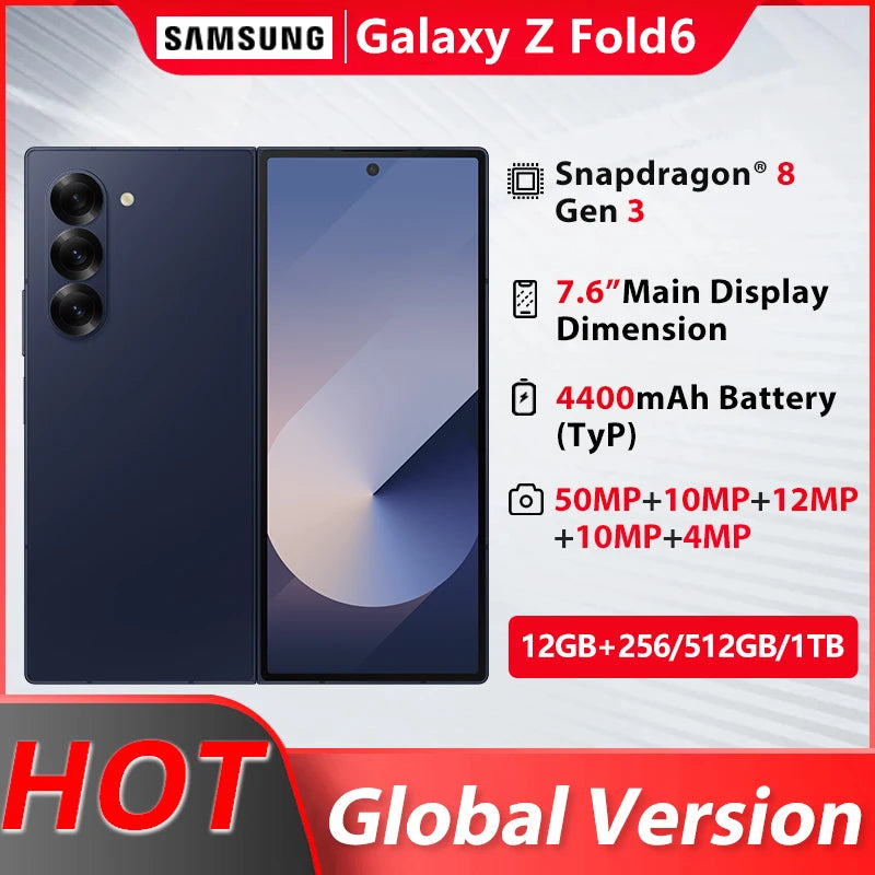 Samsung Galaxy Z Fold6 Global Version Octa-Core 50MP Dual-SIM 4400mAh 2160 x 1856 Dynamic AMOLED 2X Smartphone fold